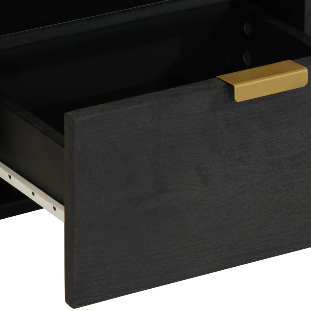Bedside Table Black 40x33x46 cm Wood Material
