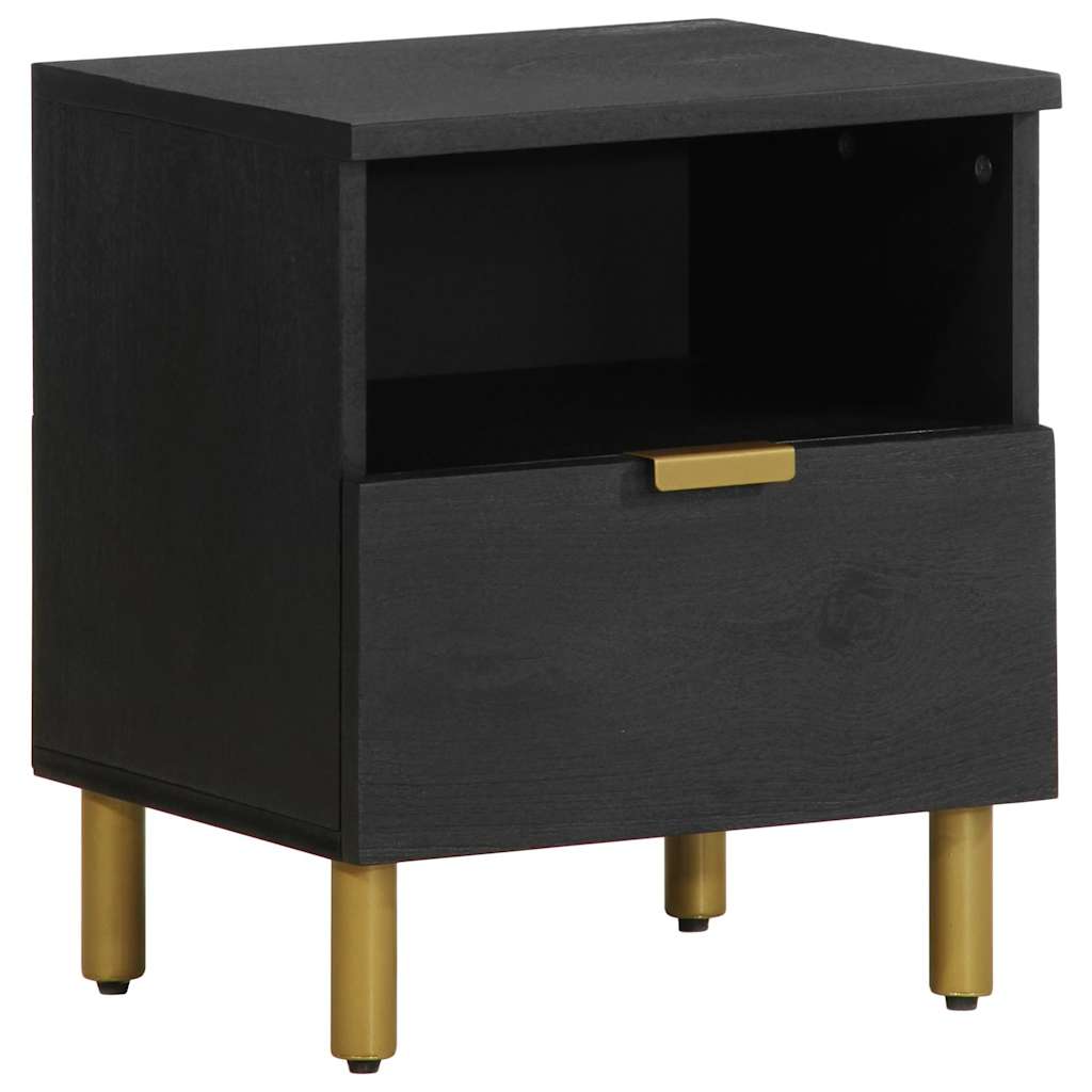 Bedside Table Black 40x33x46 cm Wood Material