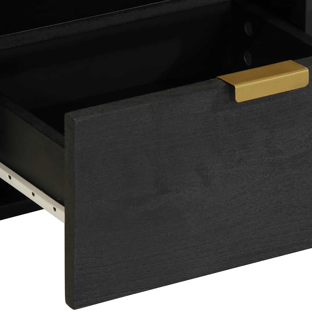 Bedside Table Black 40x33x46 cm Wood Material