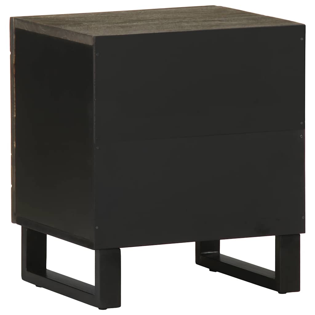 Tables de chevet 2 pcs. Noir 40x33x46 cm en bois de manguier massif
