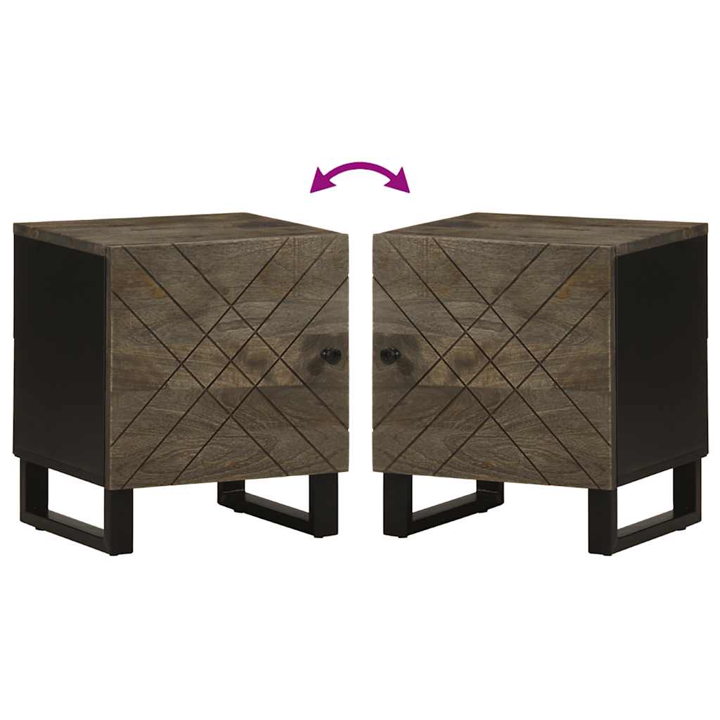 Tables de chevet 2 pcs. Noir 40x33x46 cm en bois de manguier massif