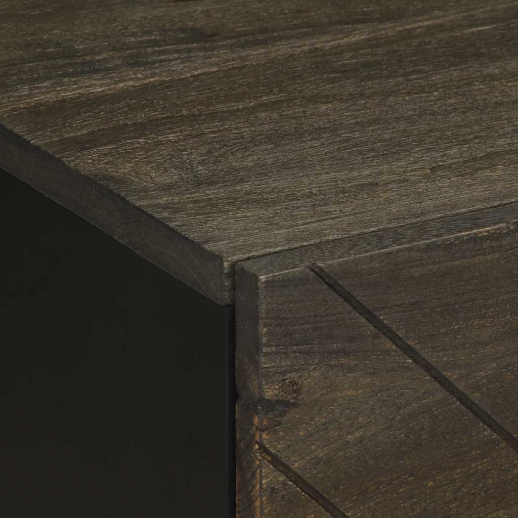 Tables de chevet 2 pcs. Noir 40x33x46 cm en bois de manguier massif