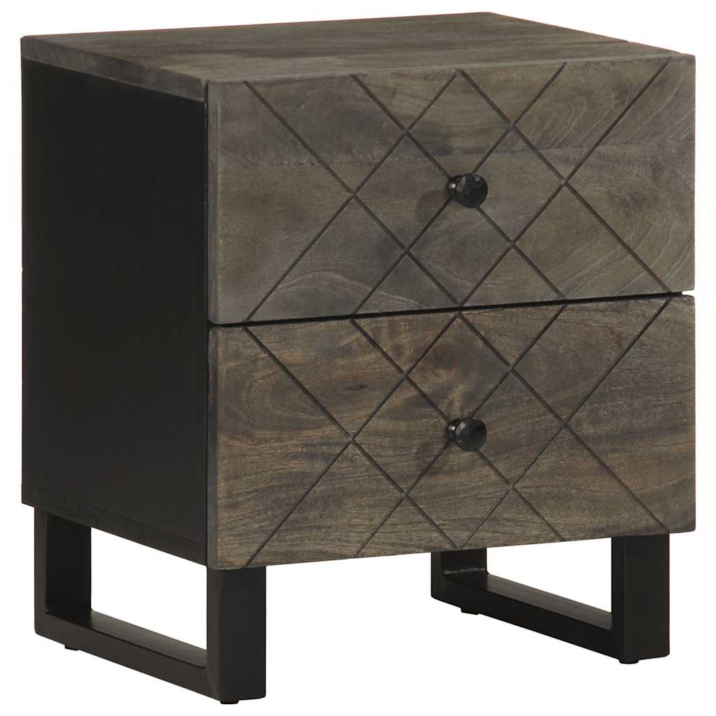 Tables de chevet 2 pcs. Noir 40x33x46 cm en bois de manguier massif