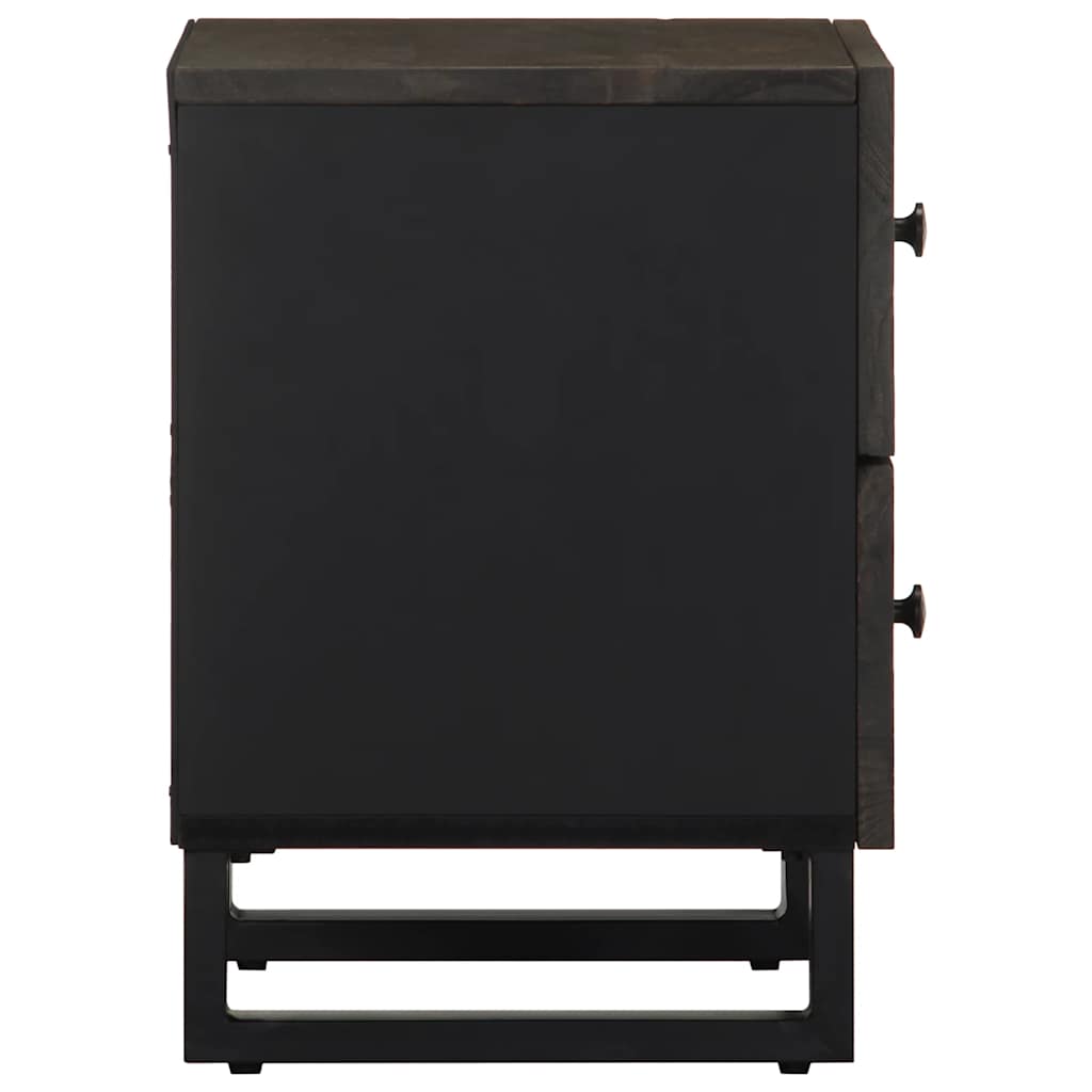 Tables de chevet 2 pcs. Noir 40x33x46 cm en bois de manguier massif