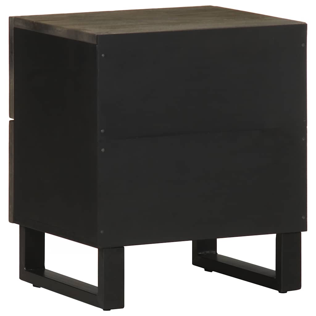 Tables de chevet 2 pcs. Noir 40x33x46 cm en bois de manguier massif