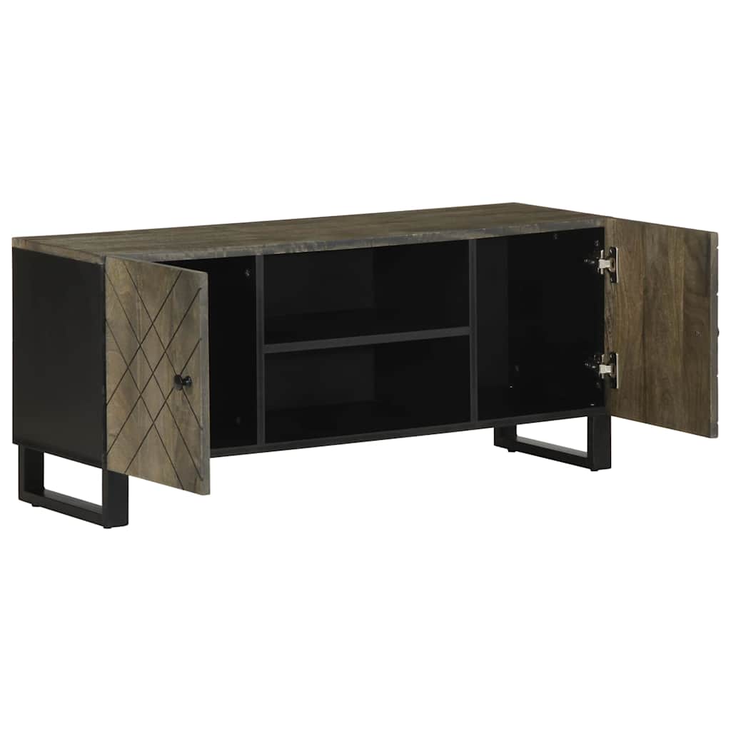 Meuble TV noir 105x33x46 cm en bois de manguier massif