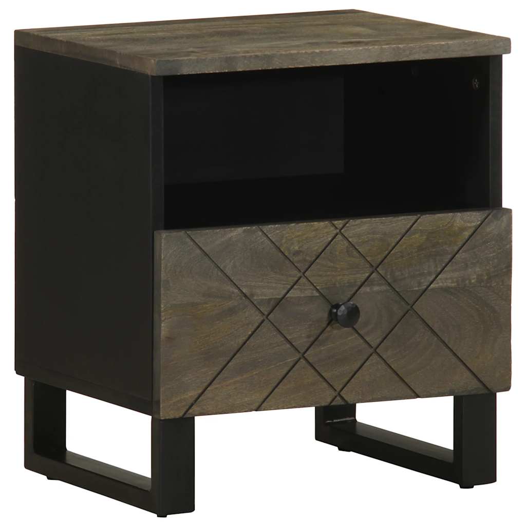 Tables de chevet 2 pcs. Noir 40x33x46 cm en bois de manguier massif