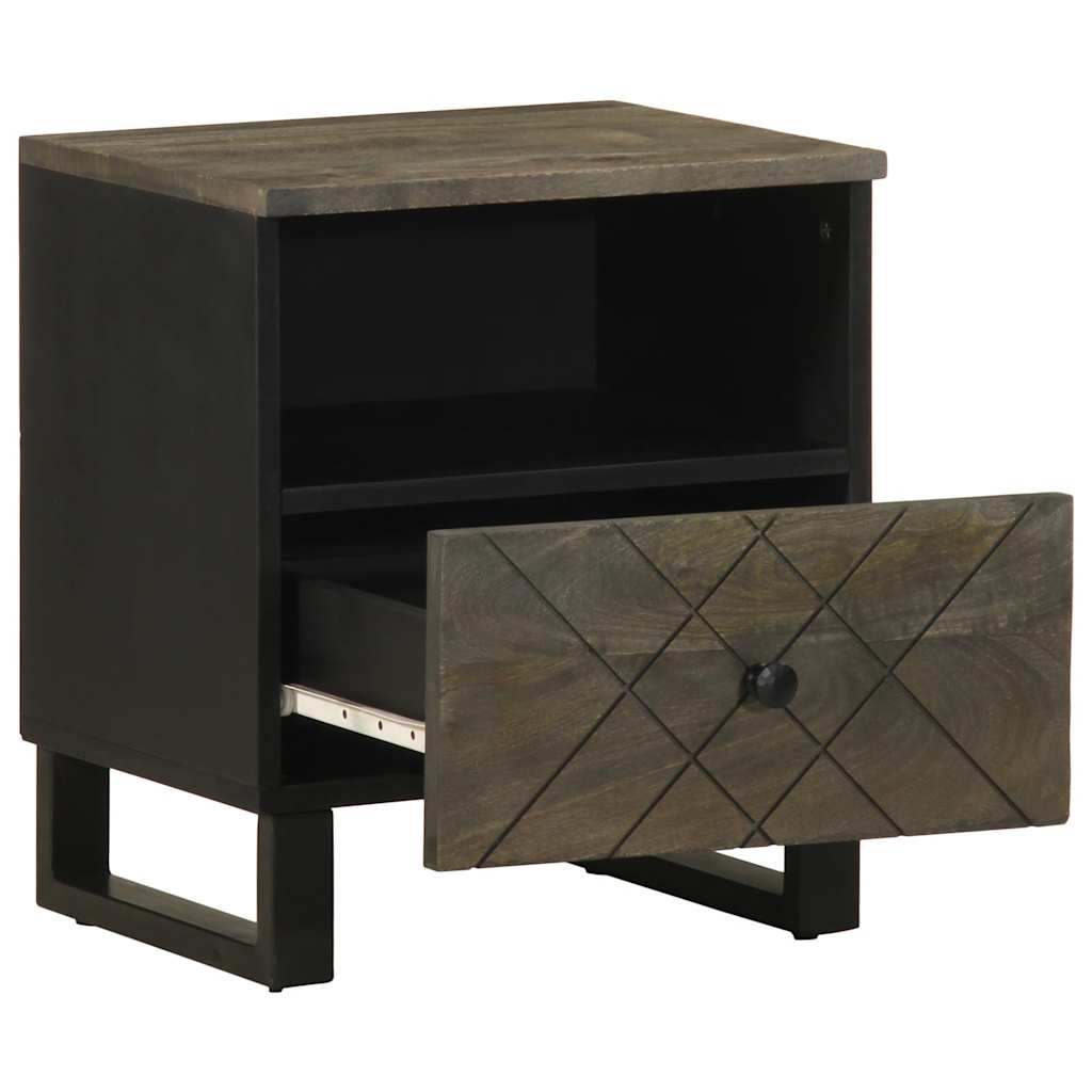 Tables de chevet 2 pcs. Noir 40x33x46 cm en bois de manguier massif