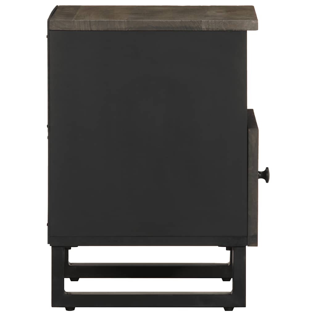 Tables de chevet 2 pcs. Noir 40x33x46 cm en bois de manguier massif