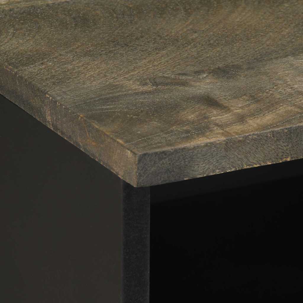 Tables de chevet 2 pcs. Noir 40x33x46 cm en bois de manguier massif