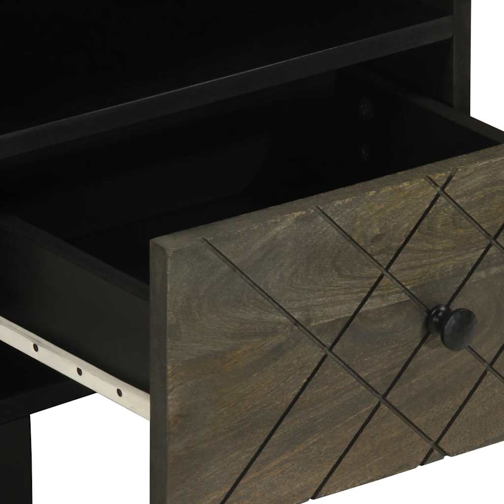 Tables de chevet 2 pcs. Noir 40x33x46 cm en bois de manguier massif