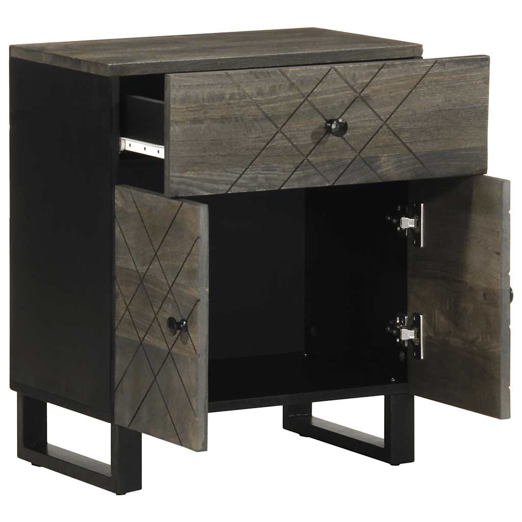 Bedside table black 50x33x60 cm solid mango wood