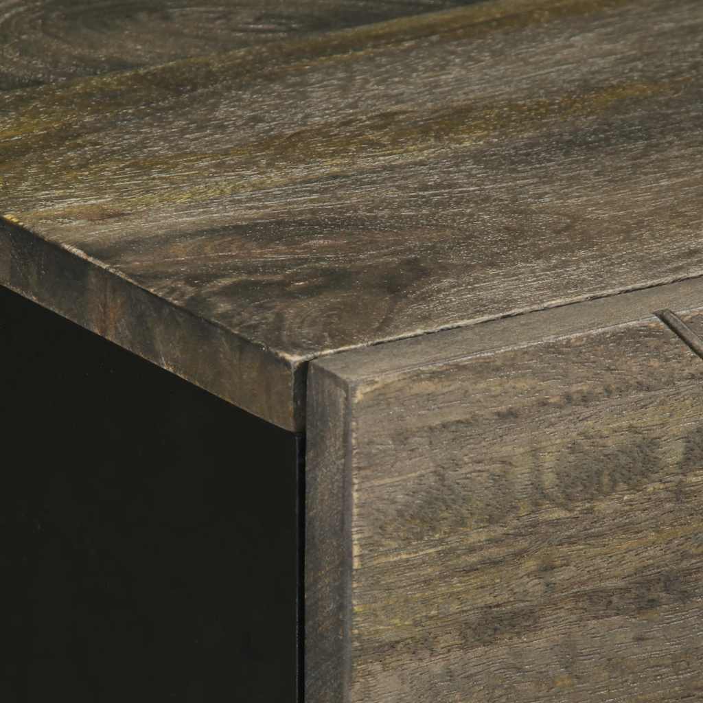 Bedside table black 50x33x60 cm solid mango wood