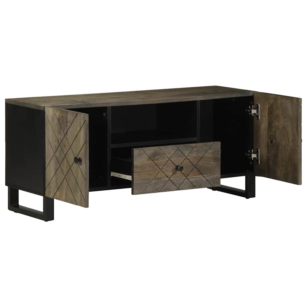 Meuble TV noir 105x33x46 cm en bois de manguier massif