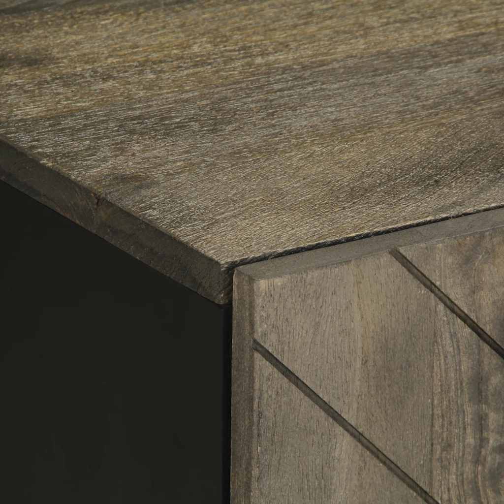 Meuble TV noir 105x33x46 cm en bois de manguier massif