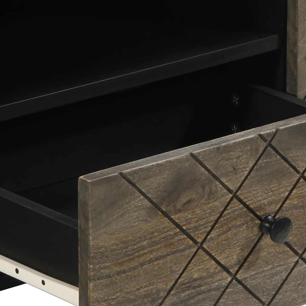 Meuble TV noir 105x33x46 cm en bois de manguier massif