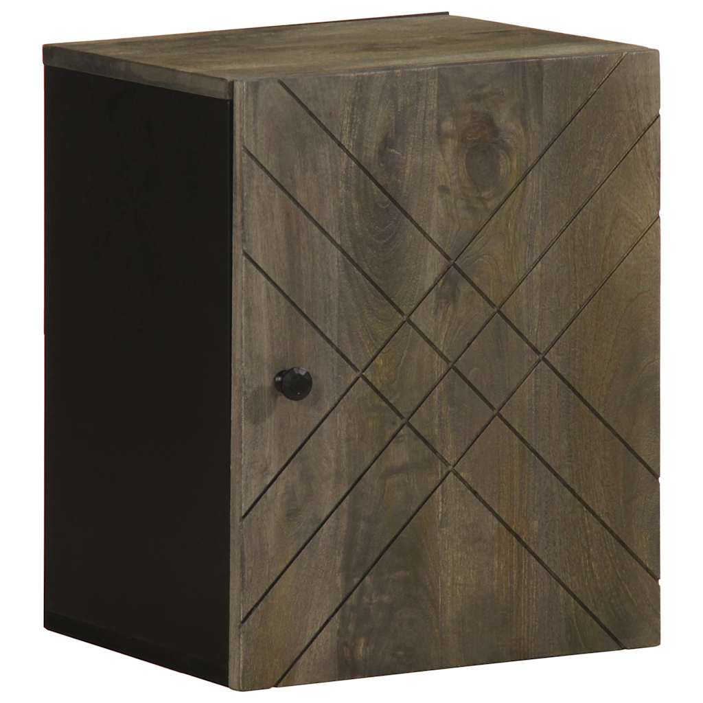 Meuble mural de salle de bain noir 38x33x48 cm en bois de manguier massif