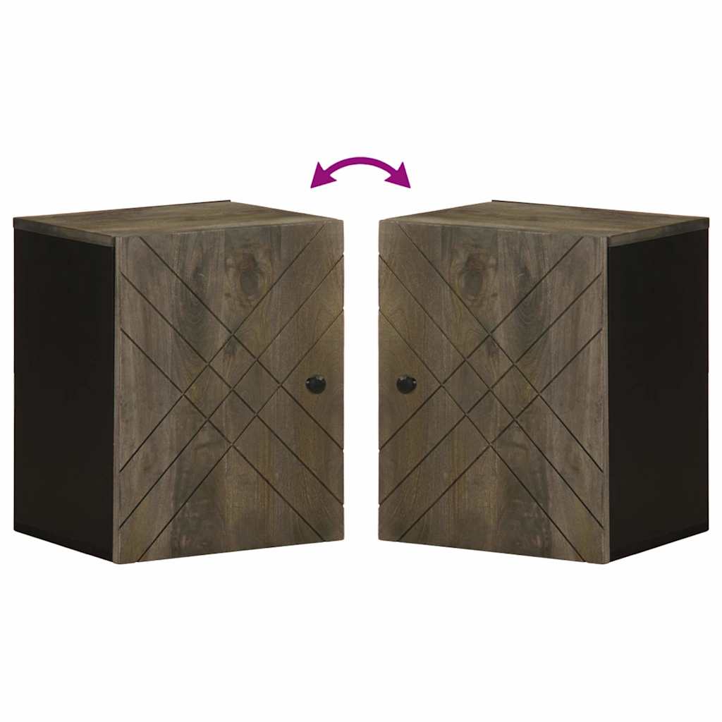 Meuble mural de salle de bain noir 38x33x48 cm en bois de manguier massif