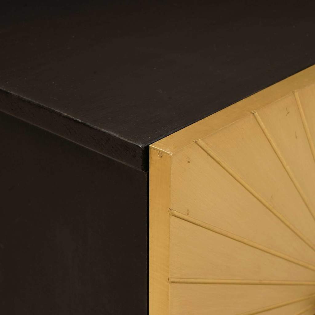 Nachttisch Schwarz und Gold 40 x 33.5 x 46 cm Massivholz Mango