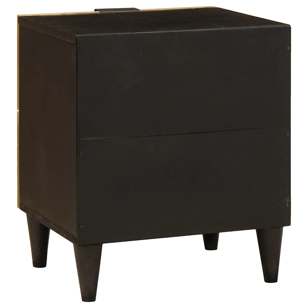 Nachttisch Schwarz und Gold 40 x 33.5 x 46 cm Massivholz Mango
