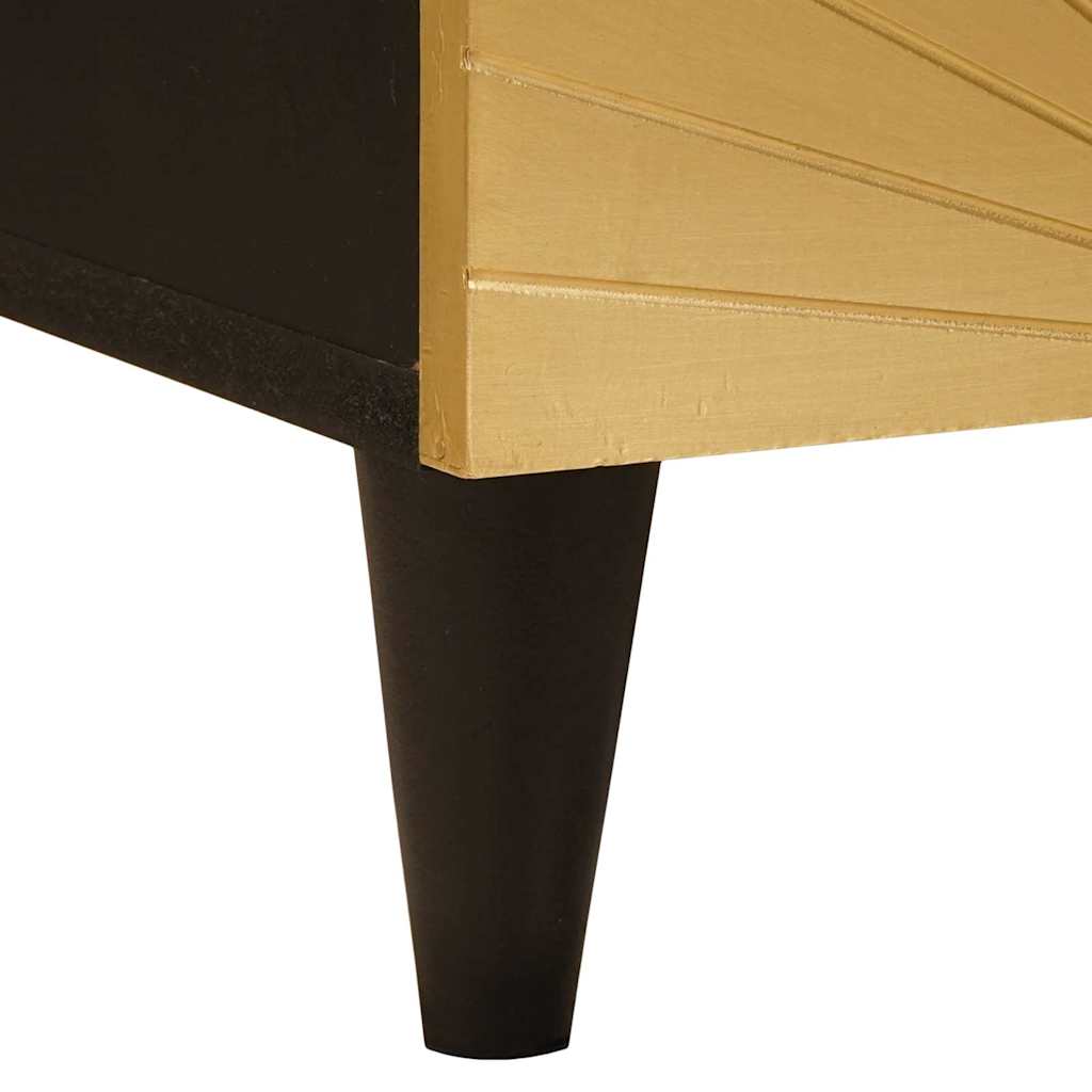 TV-Schränk Schwarz und Gold 70 x 33 x 46 cm massives Mangoholz