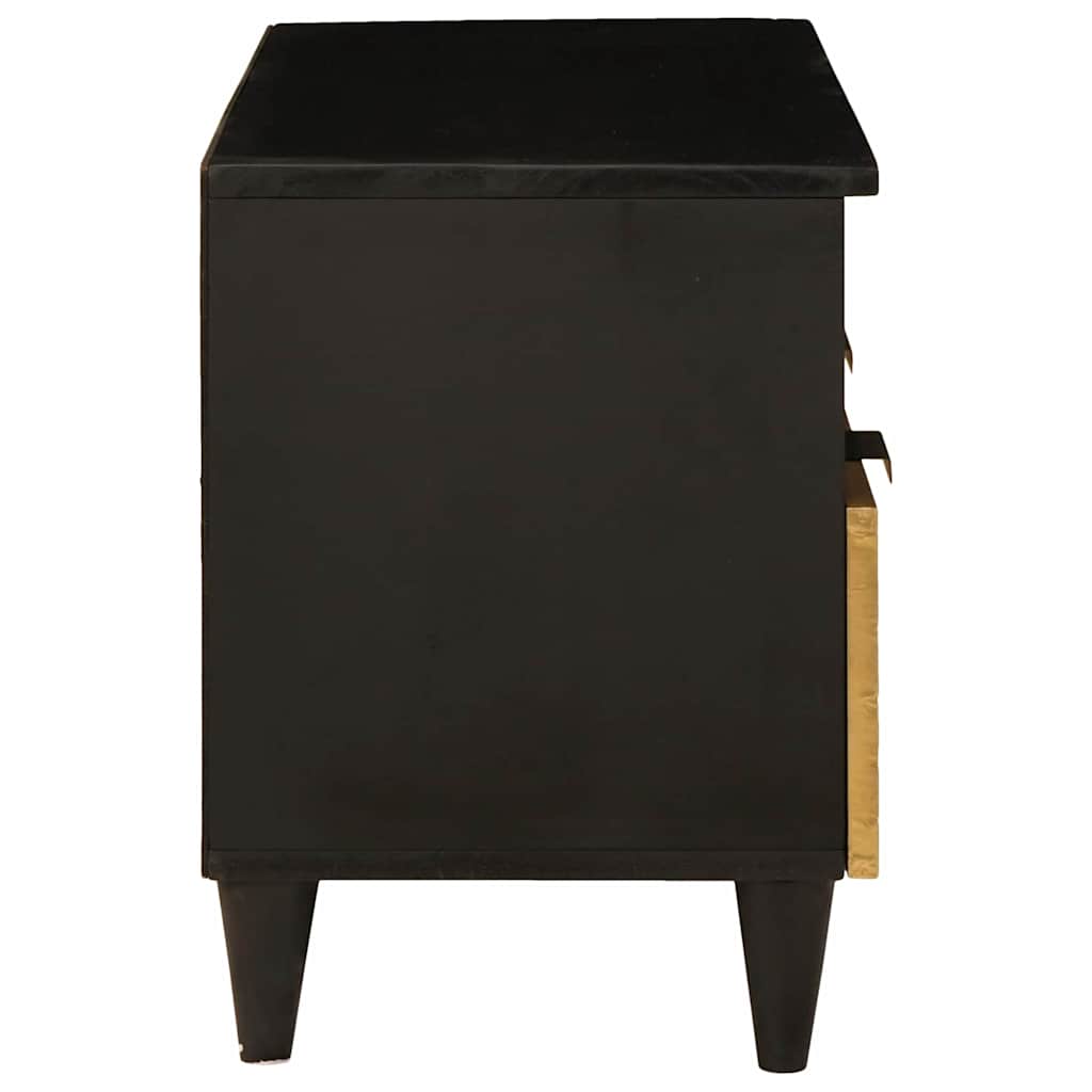 TV-Schränk Schwarz und Gold 70 x 33 x 46 cm massives Mangoholz