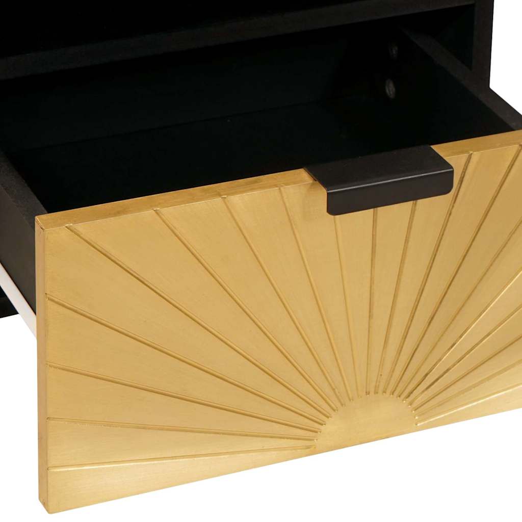 Nachttisch Schwarz und Gold 40 x 33 x 46 cm Massivholz Mango
