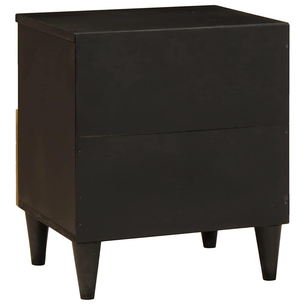 Nachttisch Schwarz und Gold 40 x 33 x 46 cm Massivholz Mango