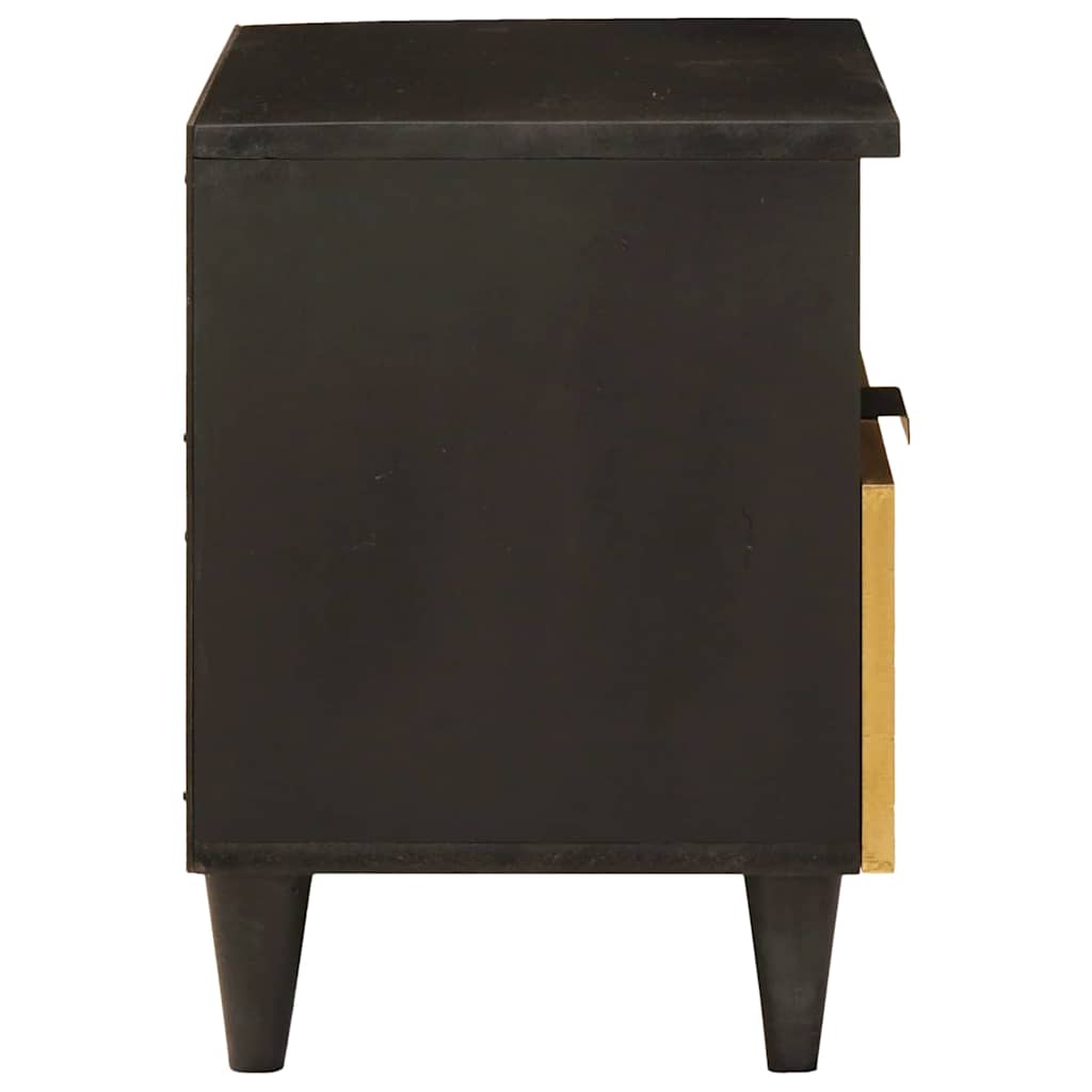 Nachttisch Schwarz und Gold 40 x 33 x 46 cm Massivholz Mango