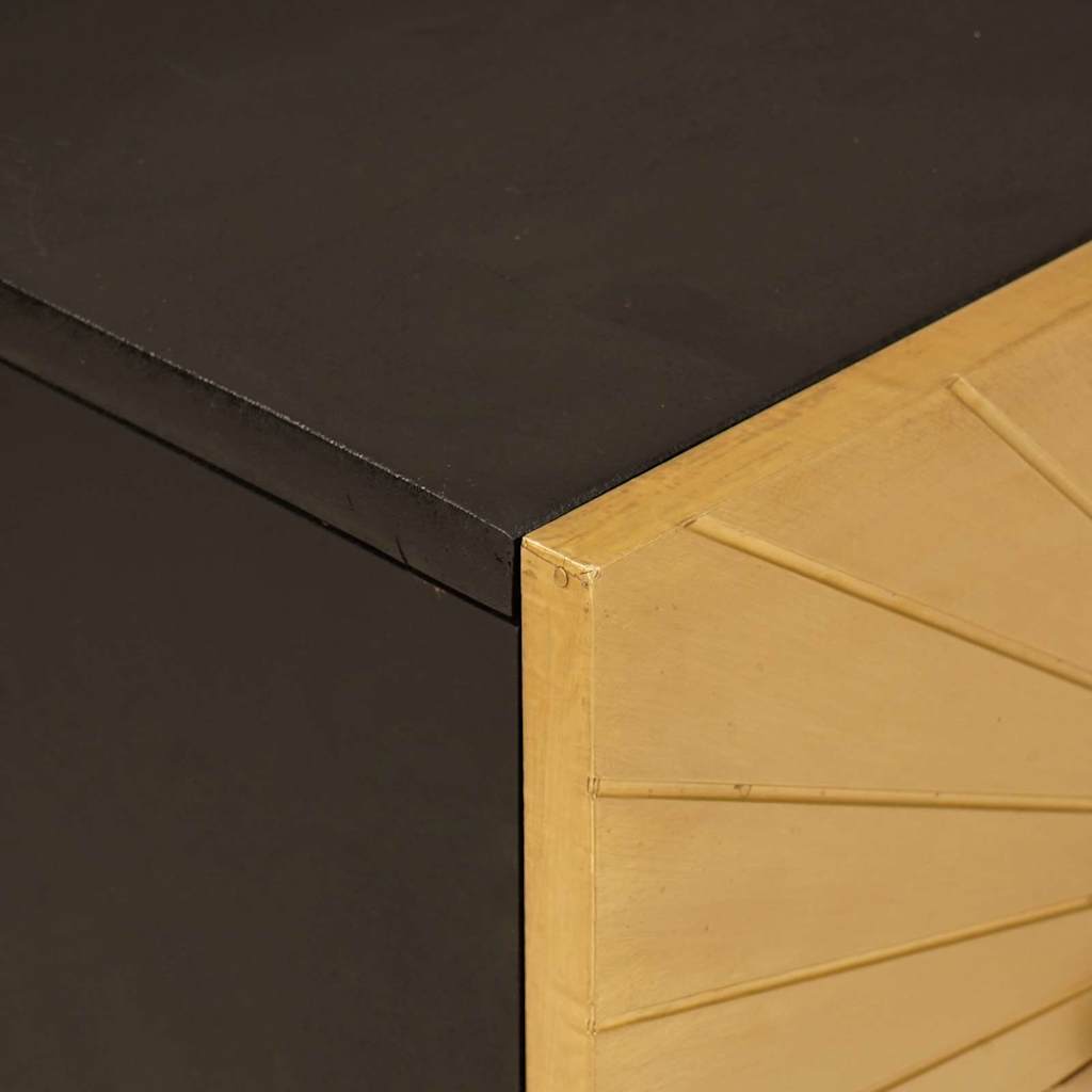 Nachttisch Schwarz und Gold 50 x 33 x 60 cm massives Mangoholz