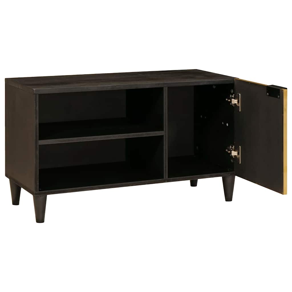 TV-Schränk Schwarz und Gold 80 x 33 x 46 cm massives Mangoholz
