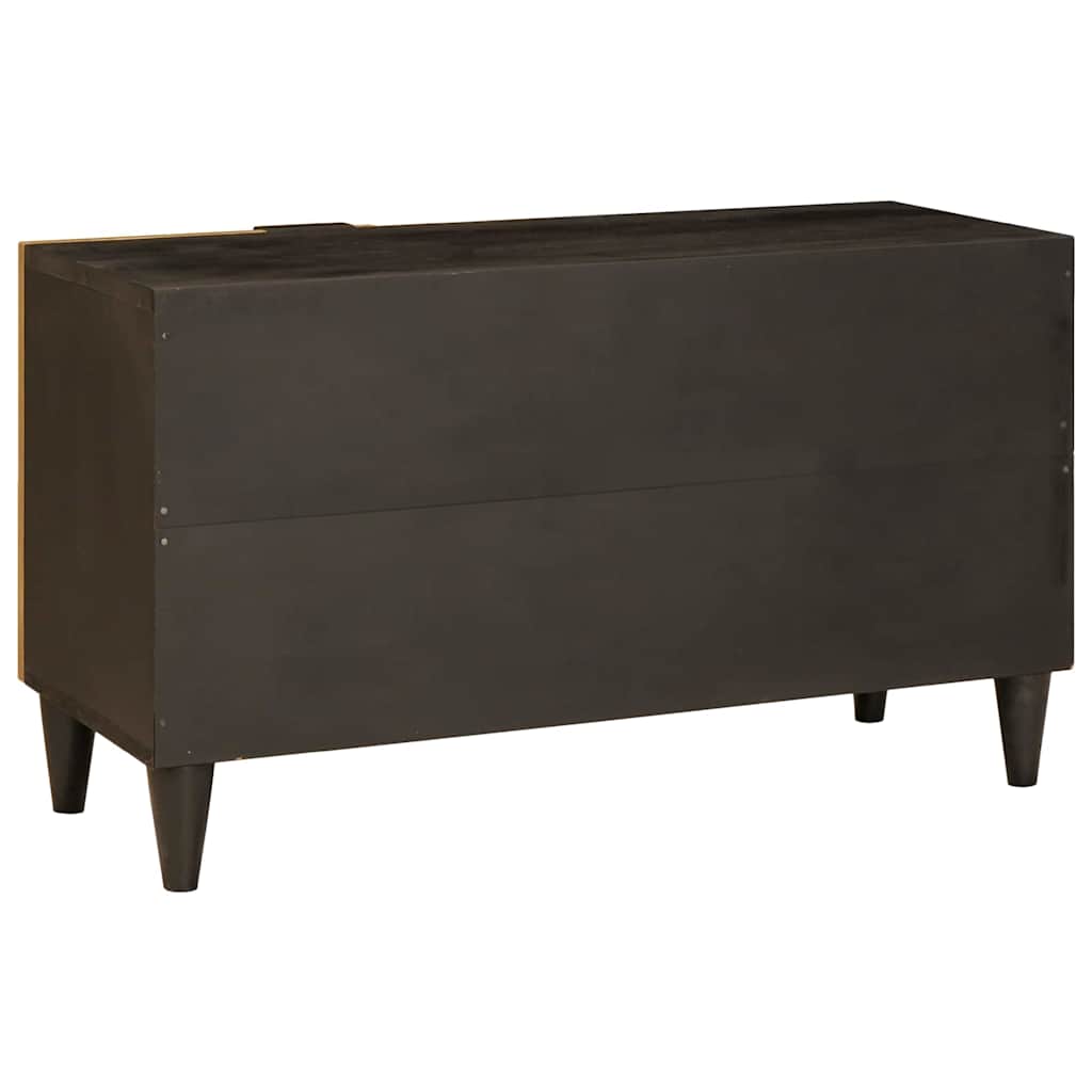 TV-Schränk Schwarz und Gold 80 x 33 x 46 cm massives Mangoholz