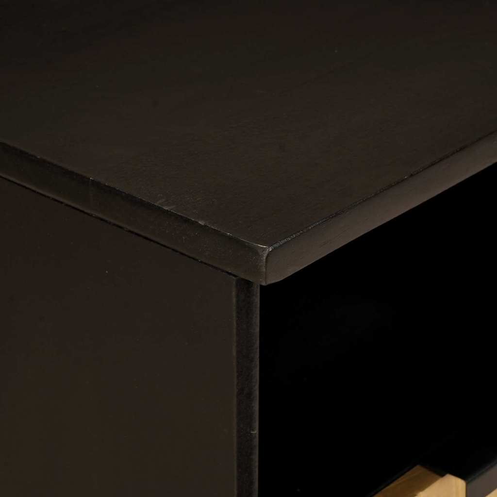 TV-Schränk Schwarz und Gold 100 x 33 x 46 cm massives Mangoholz