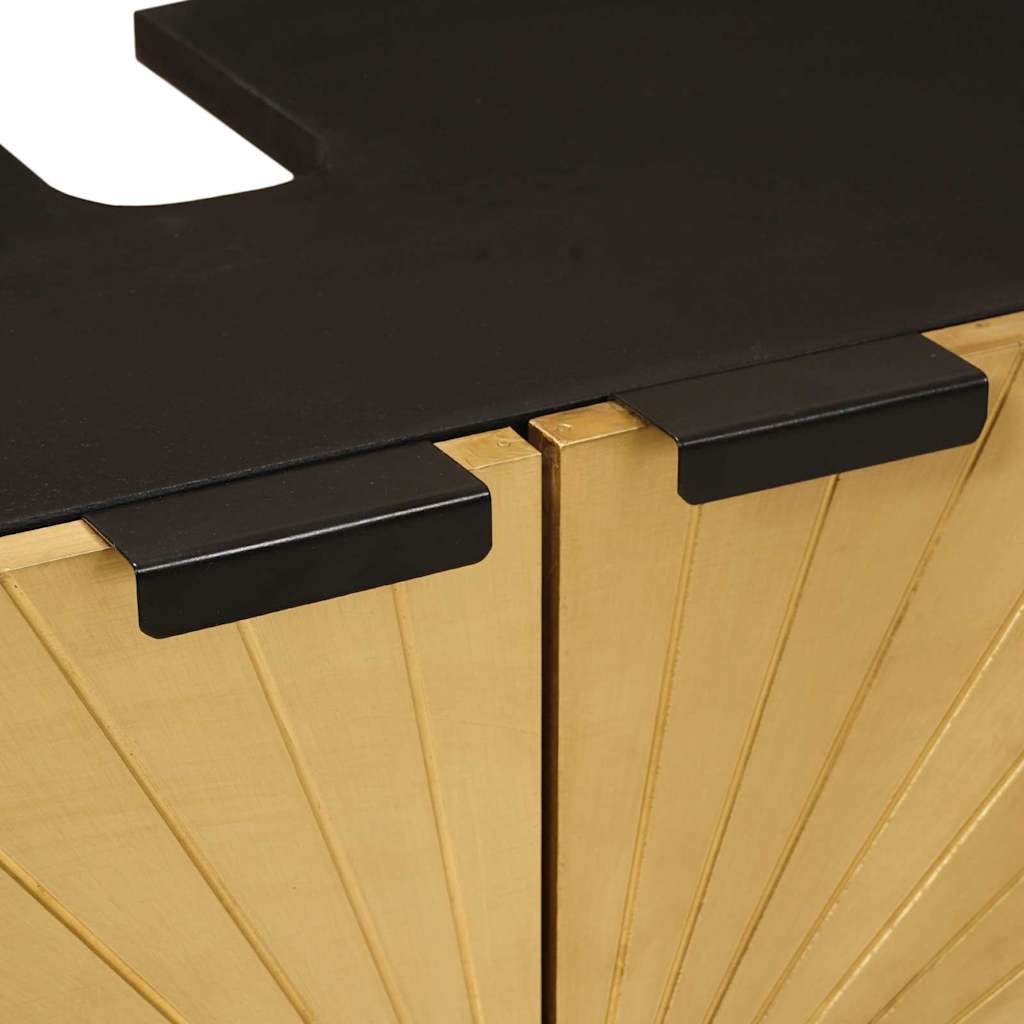 Spülenschrank mit Regal Schwarz und Gold 62 x 33 x 58 cm
