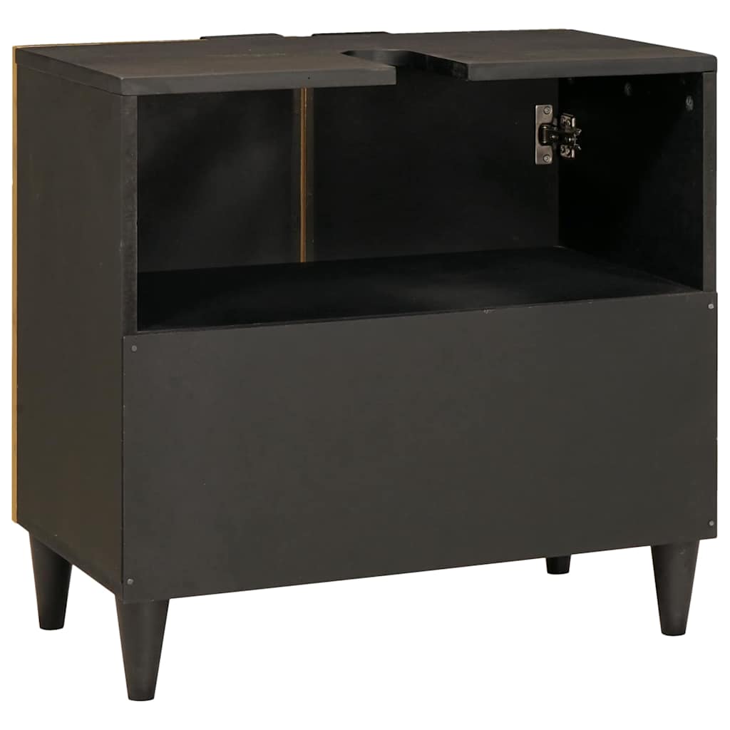 Spülenschrank mit Regal Schwarz und Gold 62 x 33 x 58 cm