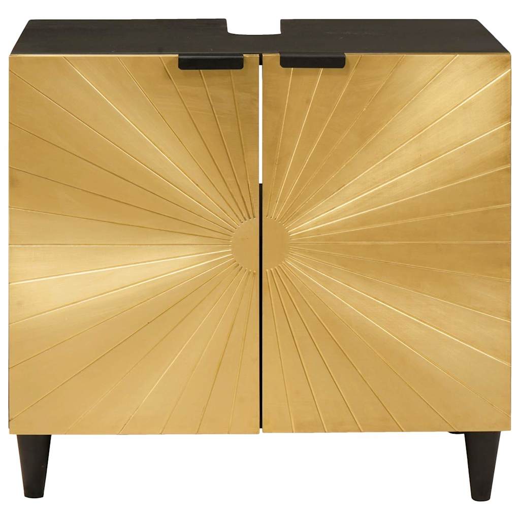 Spülenschrank mit Regal Schwarz und Gold 62 x 33 x 58 cm