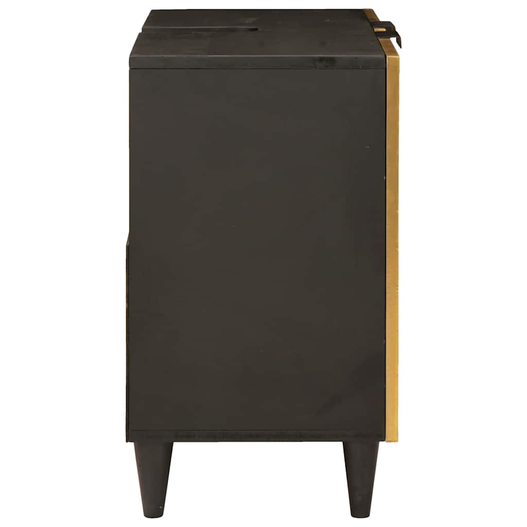Spülenschrank mit Regal Schwarz und Gold 62 x 33 x 58 cm