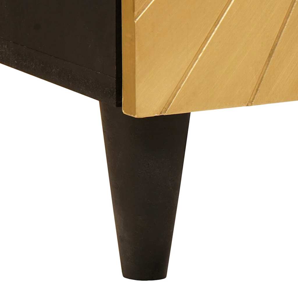Badezimmer Schrank mit Regal Schwarz und Gold 38 x 33 x 160 cm