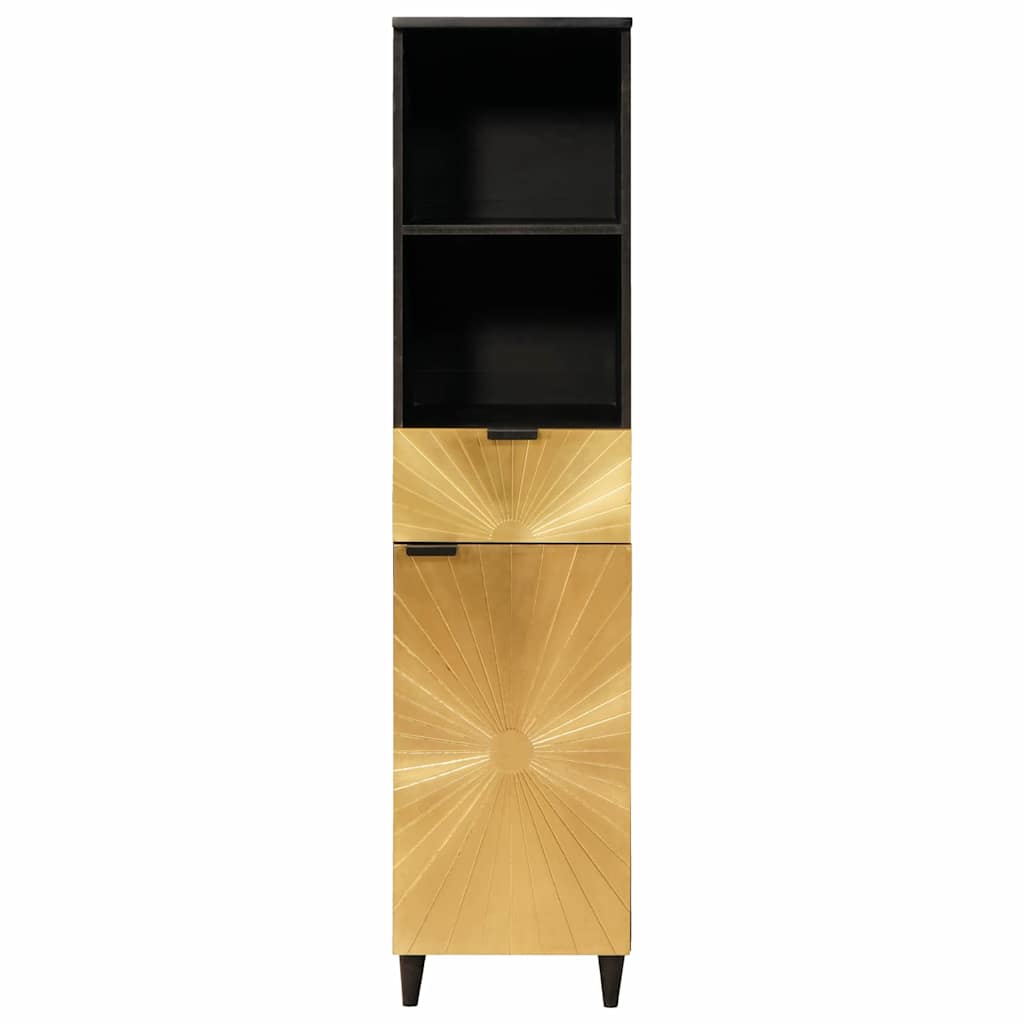 Badezimmer Schrank mit Regal Schwarz und Gold 38 x 33 x 160 cm