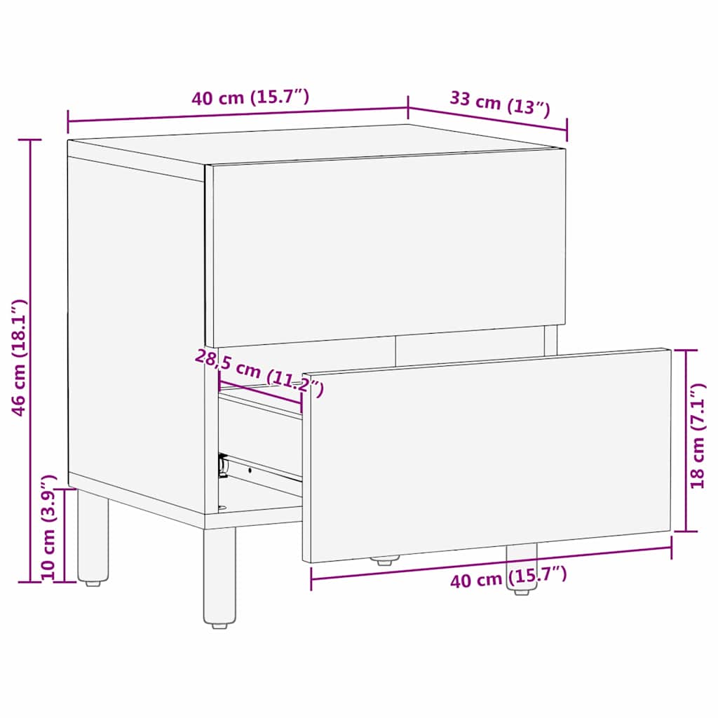 Nachttisch 2 stk. Braun 40 x 33 x 46 cm Massivholz Mango