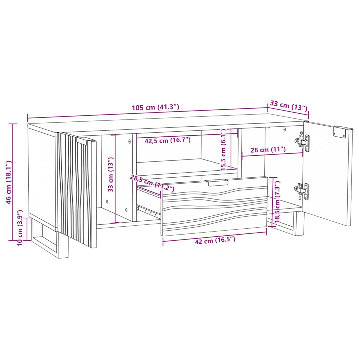 TV-Einheiten 105 x 33 x 46 cm Braun Holzwerkstoff