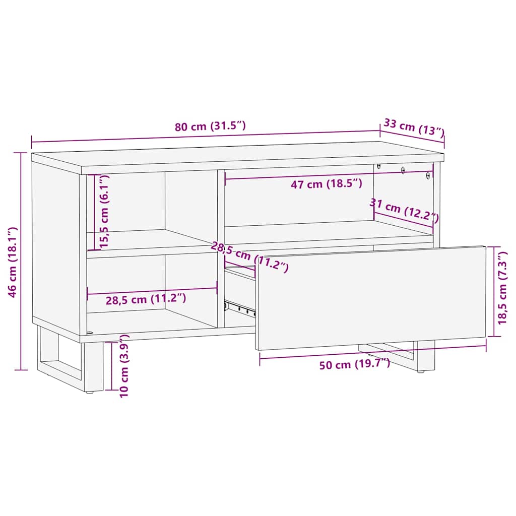 Medienaufbewahrungsschrank Braun 80 x 33.5 x 46 cm