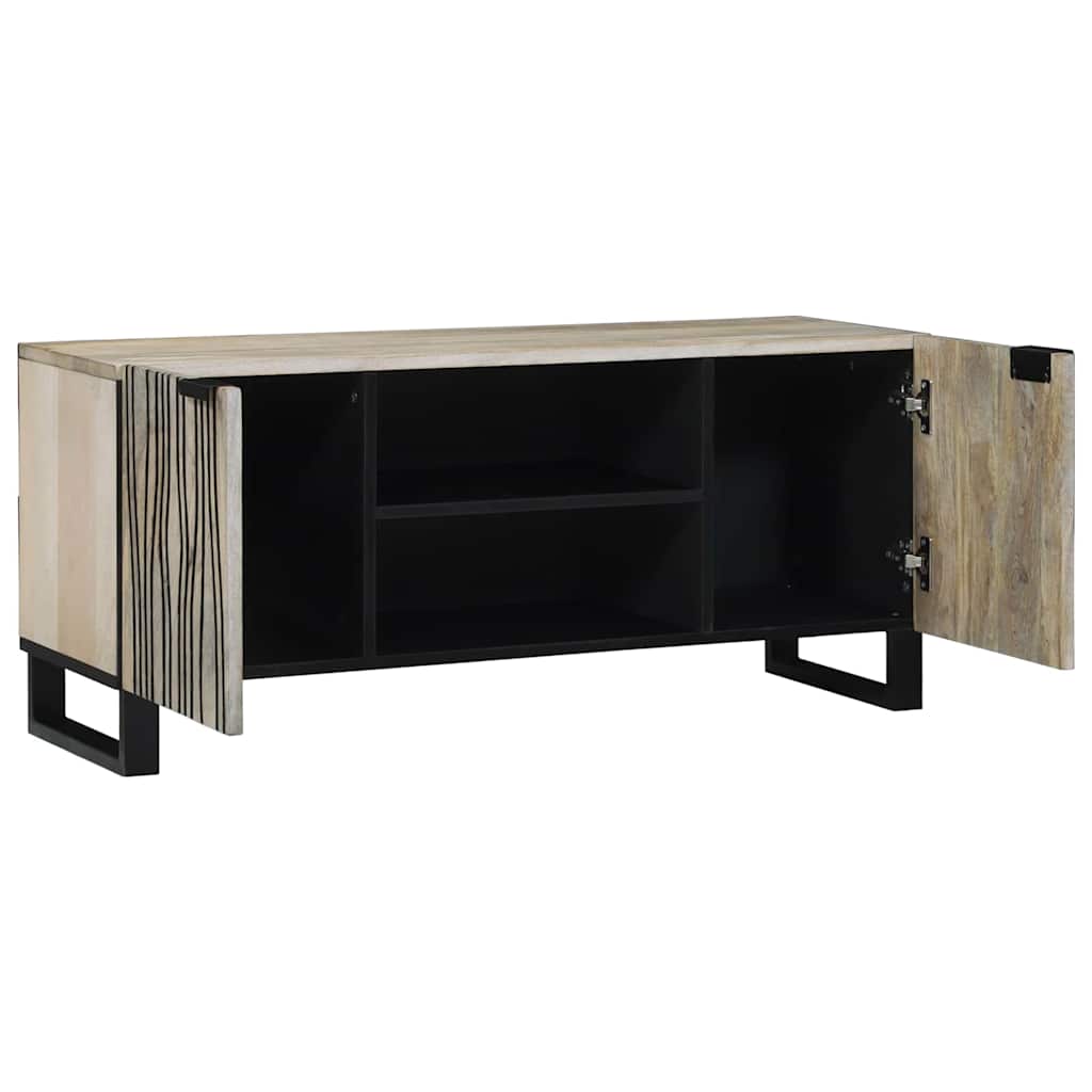 TV-Schränk Weiß 105 x 33 x 46 cm massives Mangoholz