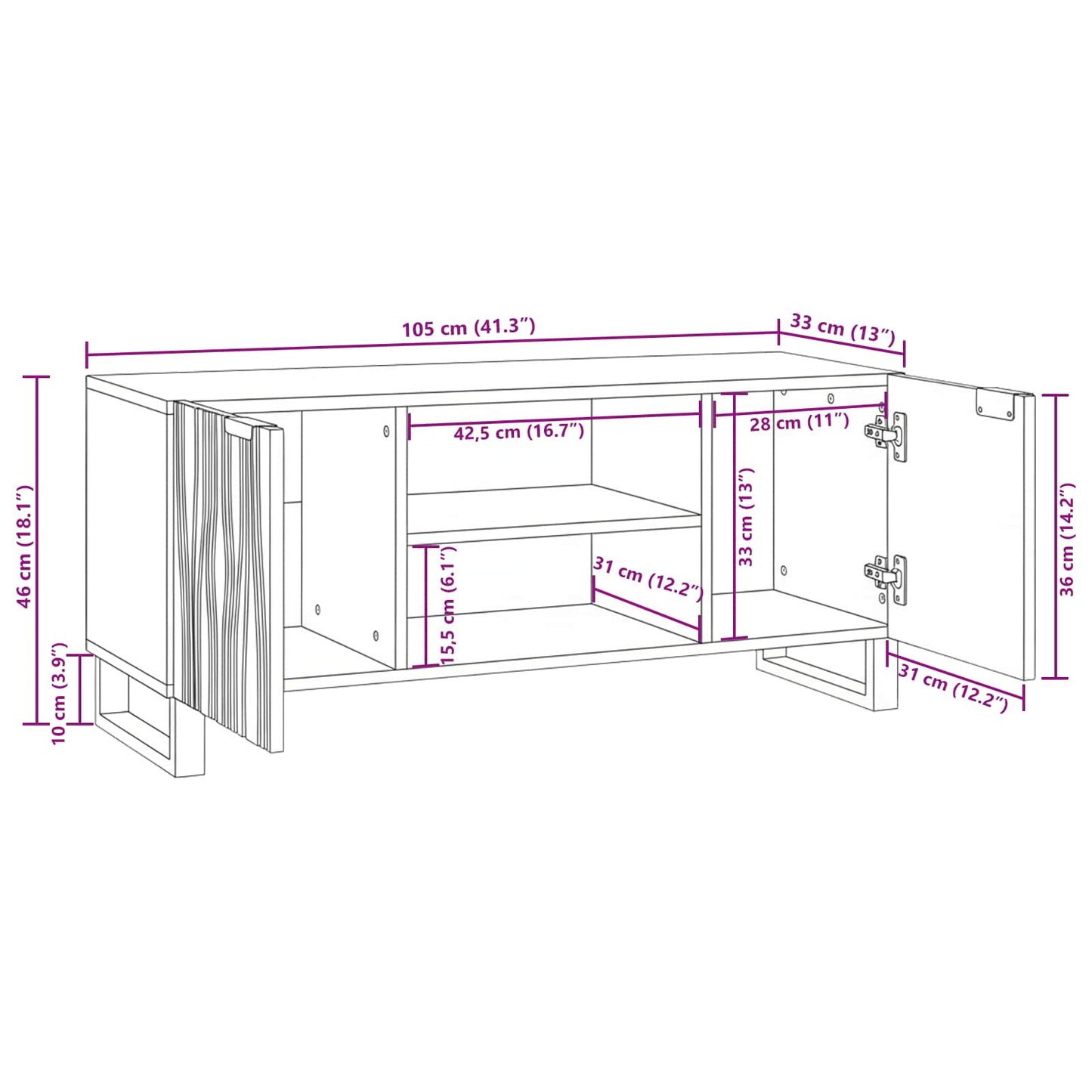 TV-Einheiten 105 x 33 x 46 cm Weiß Holzwerkstoff