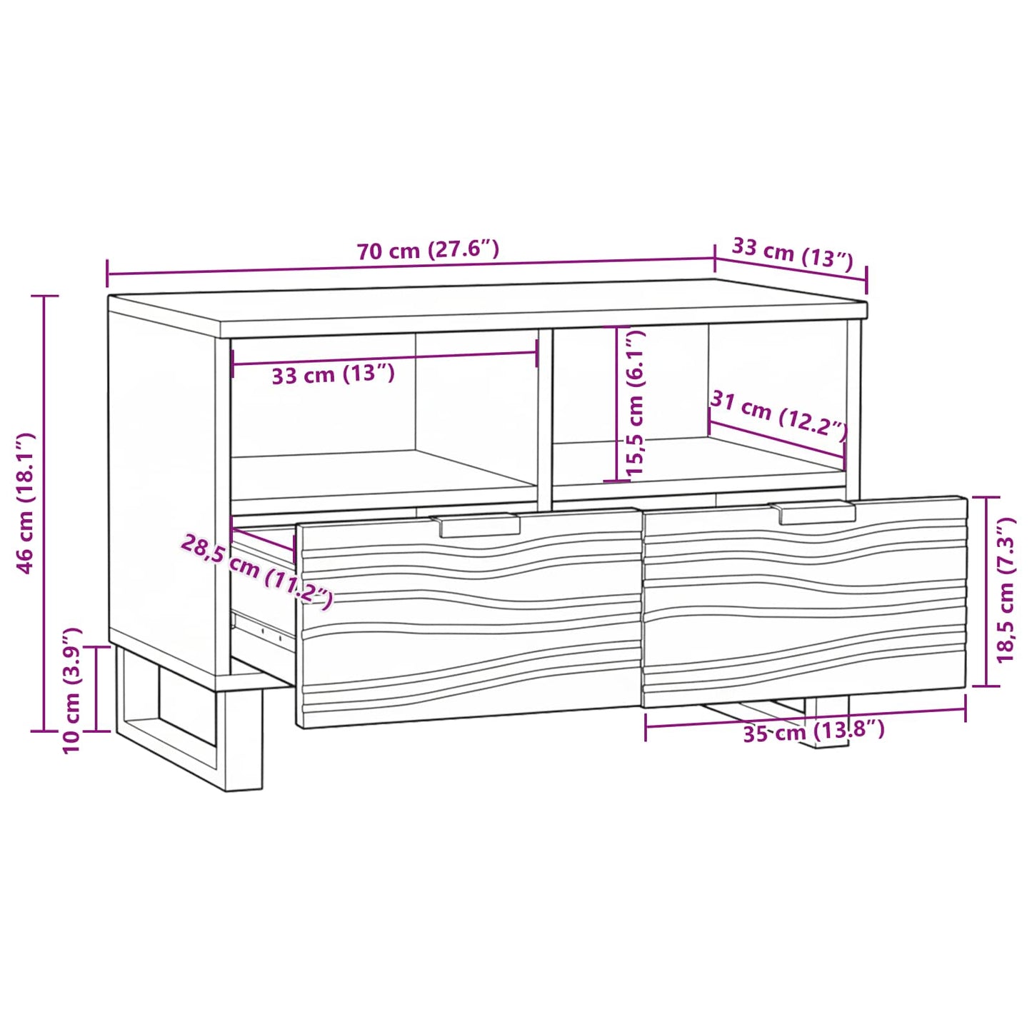 TV-Einheiten 70 x 33 x 46 cm Weiß Holzwerkstoff