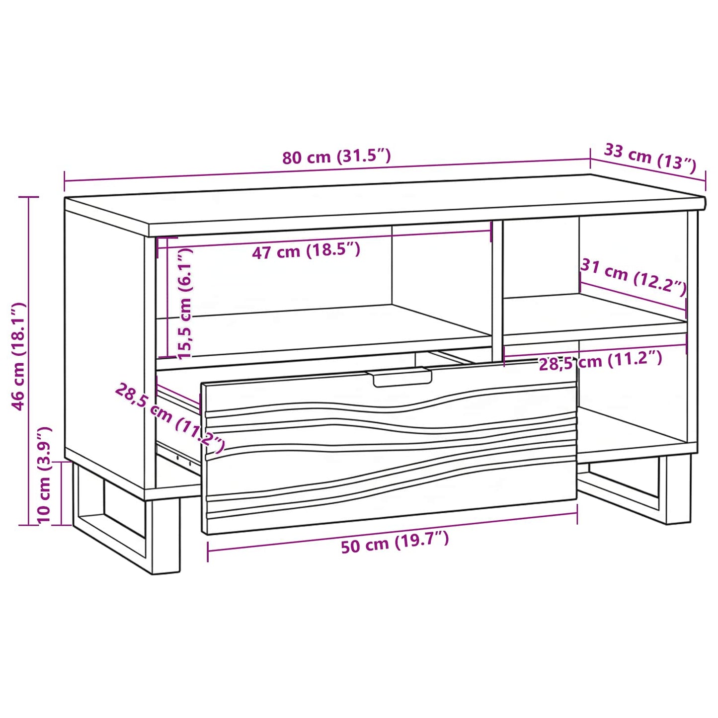 TV-Einheiten 80 x 33 x 46 cm Weiß Holzwerkstoff