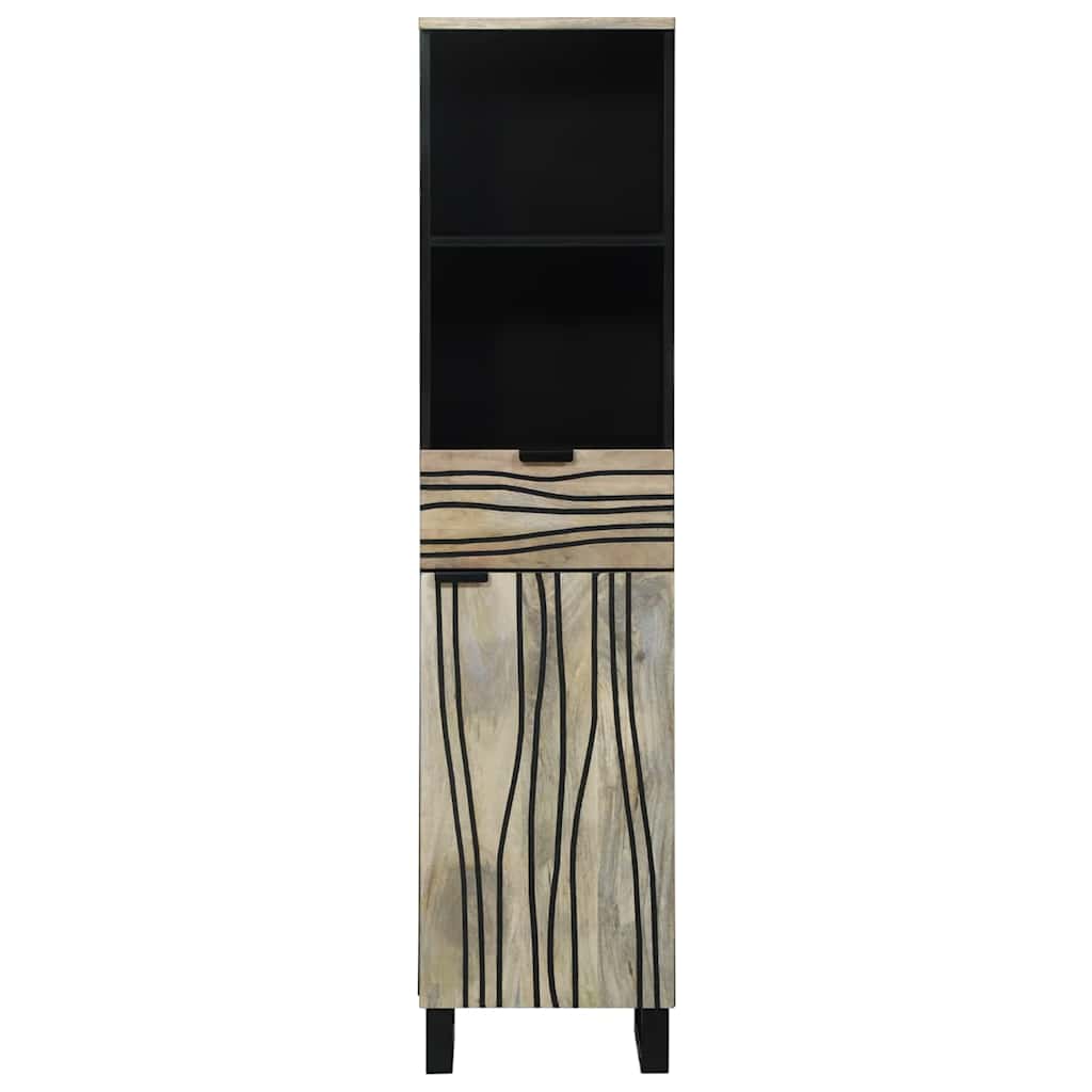 Badezimmer Schrank mit Regal Weiß und Schwarz 38 x 33 x 160 cm