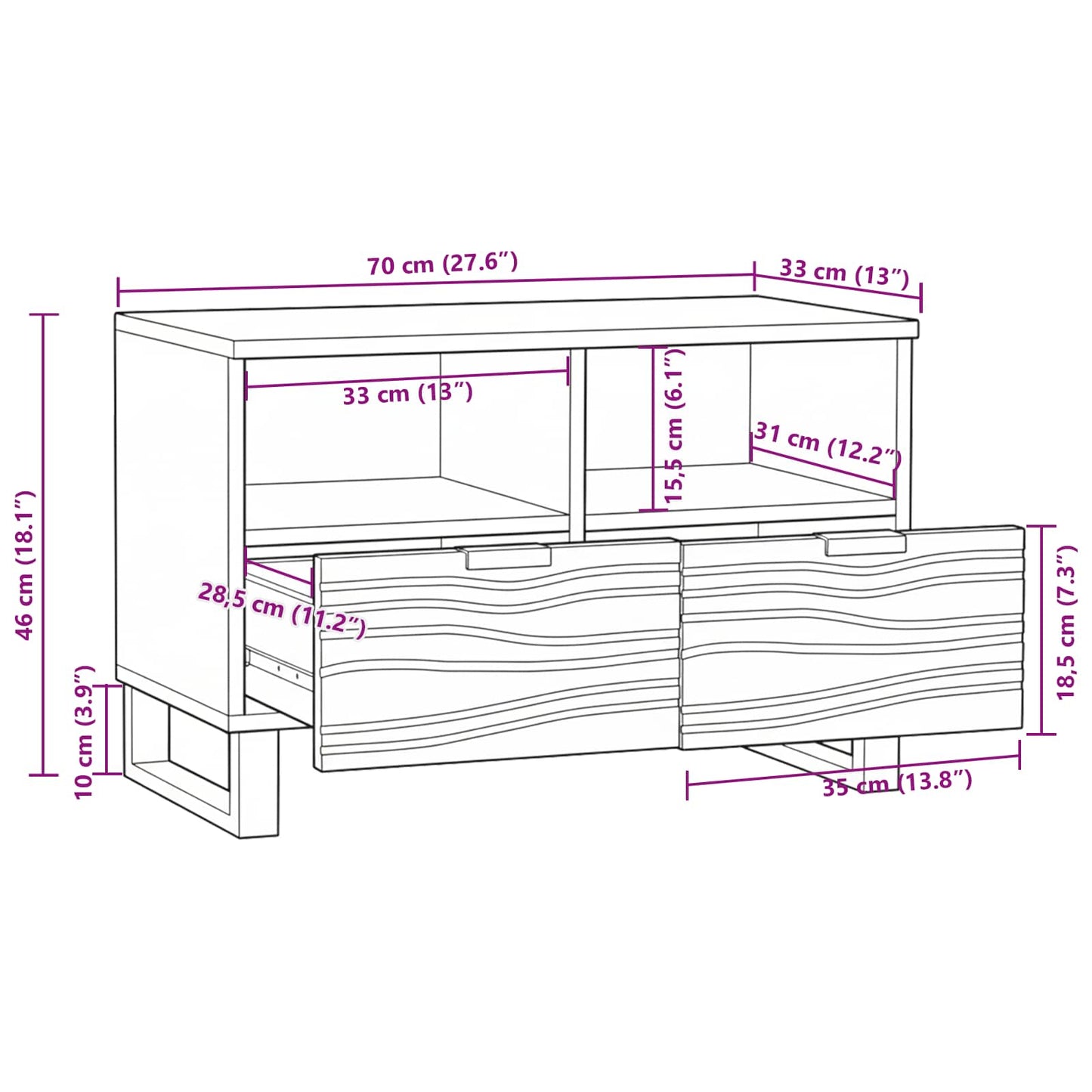 TV-Einheiten 70 x 33 x 46 cm Walnuss Holzwerkstoff