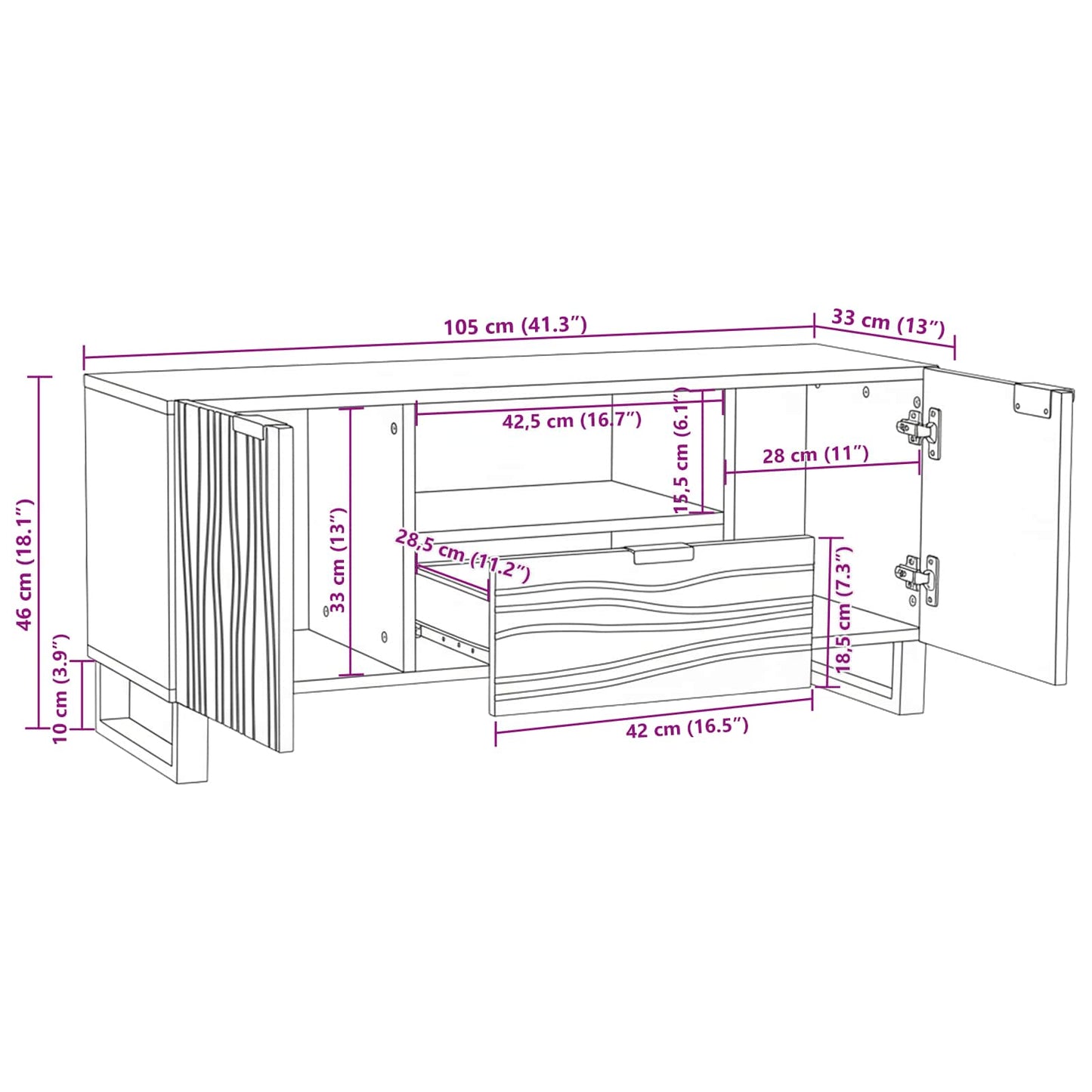 TV-Einheiten 105 x 33 x 46 cm Walnuss Holzwerkstoff