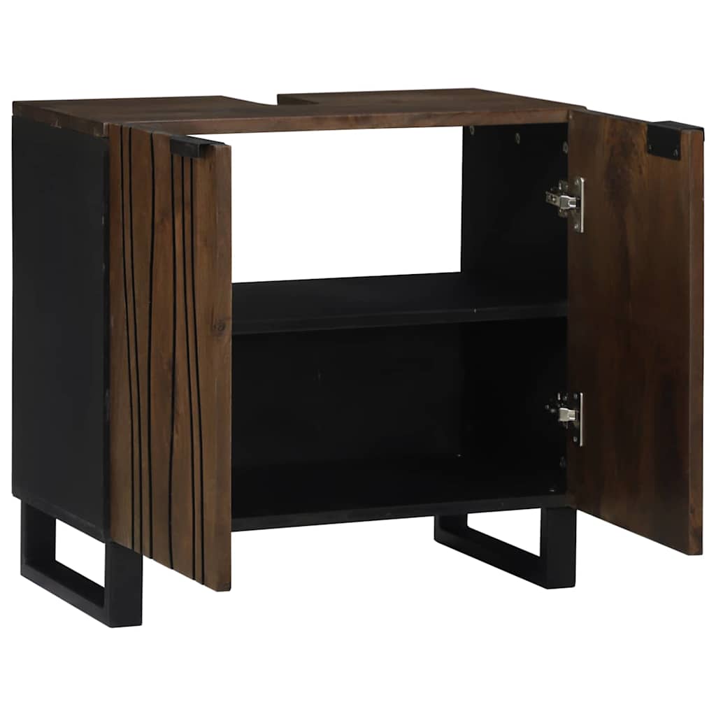 Waschbeckenschrank mit Regal Braun und Schwarz 62 x 33 x 58 cm